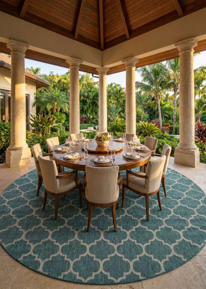 13' x 13' Easy-Clean Lattice Indoor / Outdoor Round Rug