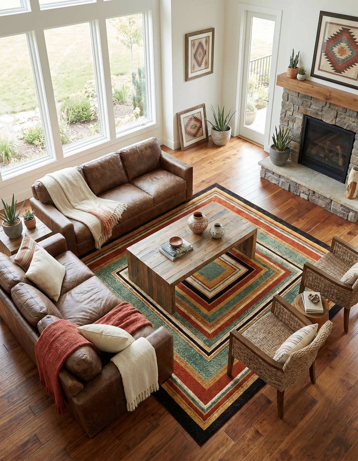 Detail image of 10' x 10' Easy-Clean Modern Indoor / Outdoor Square Rug