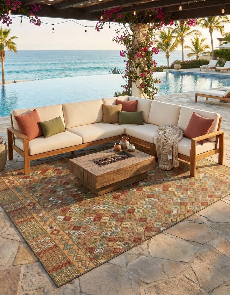 Detail image of 9' x 12' Easy-Clean Baja Indoor / Outdoor Rug