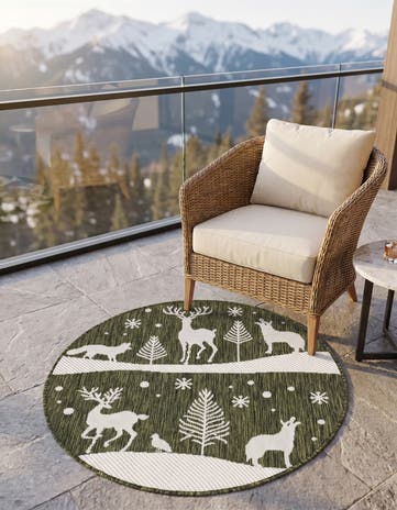 3' x 3' Easy-Clean Holiday Indoor / Outdoor Round Rug