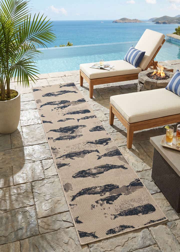 2' x 8' Easy-Clean Coastal Indoor / Outdoor Runner Rug