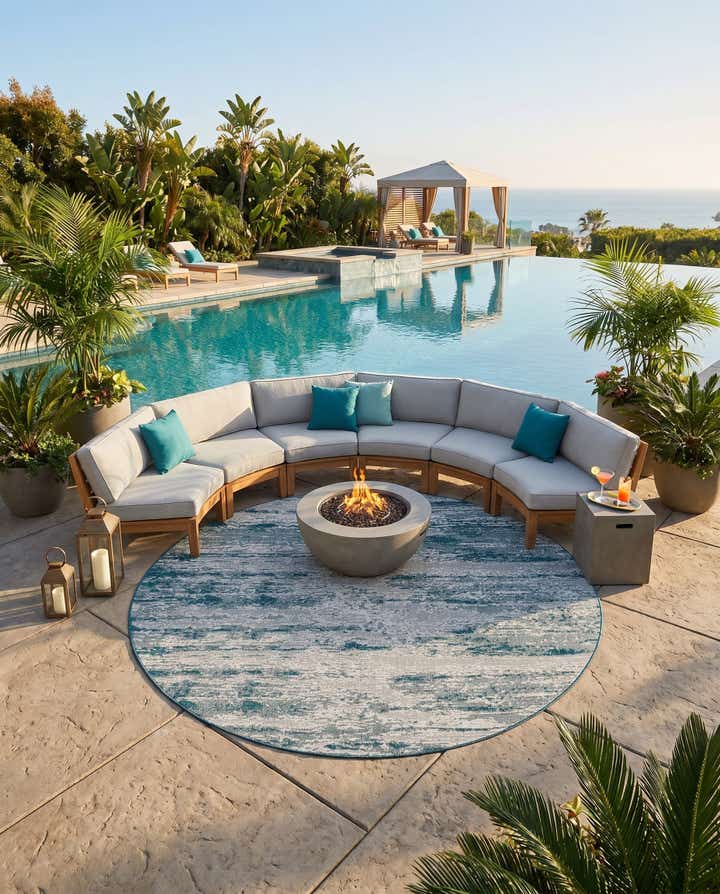 10' x 10' Easy-Clean Modern Indoor / Outdoor Round Rug