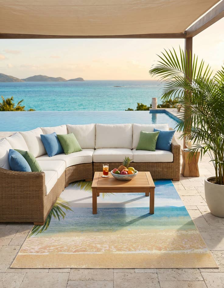 Detail image of 5' 3 x 8' Easy-Clean Coastal Indoor / Outdoor Rug