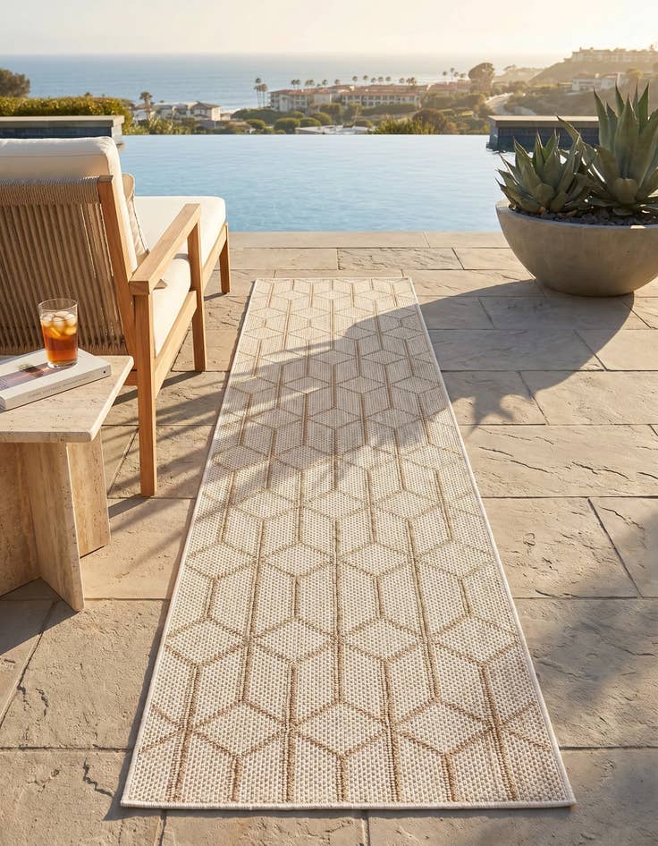 Detail image of 2' x 8' Easy-Clean Trellis Indoor / Outdoor Runner Rug