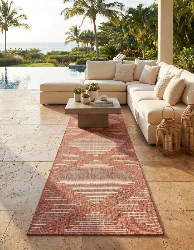 Detail image of 2' x 8' Easy-Clean Modern Indoor / Outdoor Runner Rug