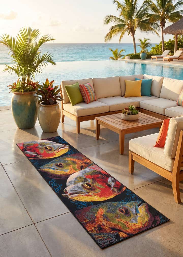 2' x 6' Easy-Clean Coastal Indoor / Outdoor Runner Rug