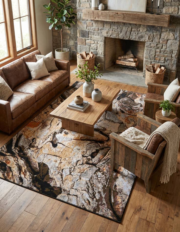 Detail image of 6' x 9' Easy-Clean Modern Indoor / Outdoor Rug