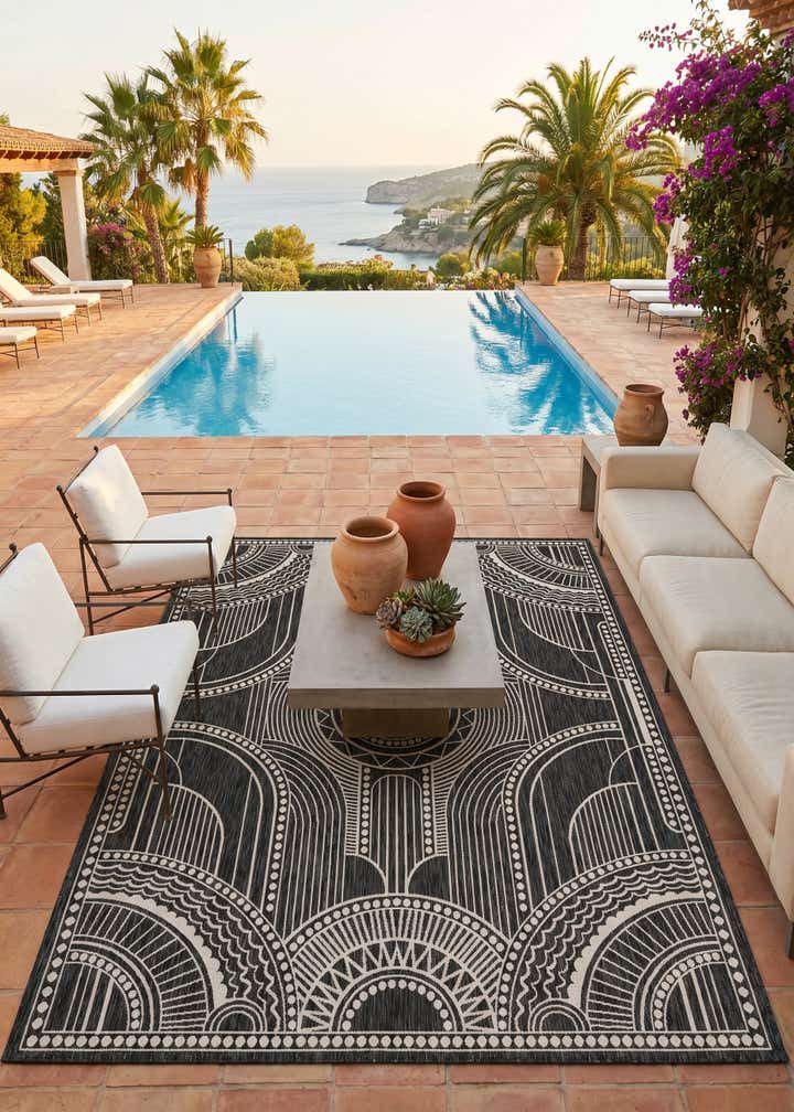 7' 10 x 10' Easy-Clean Traditional Indoor / Outdoor Rug