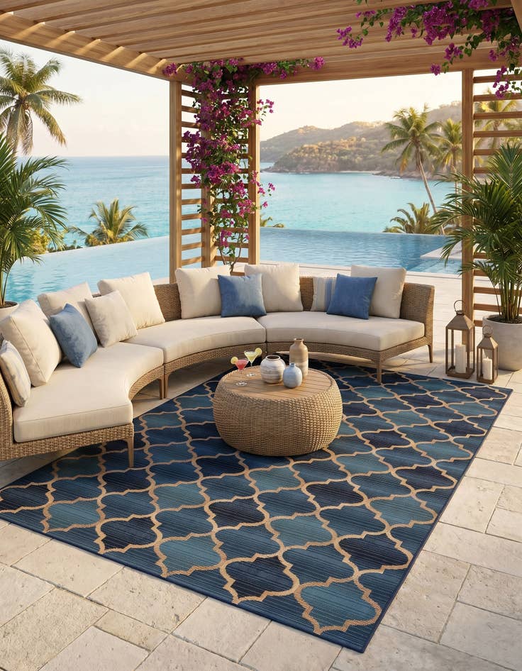 Detail image of 5' 3 x 8' Easy-Clean Lattice Indoor / Outdoor Rug