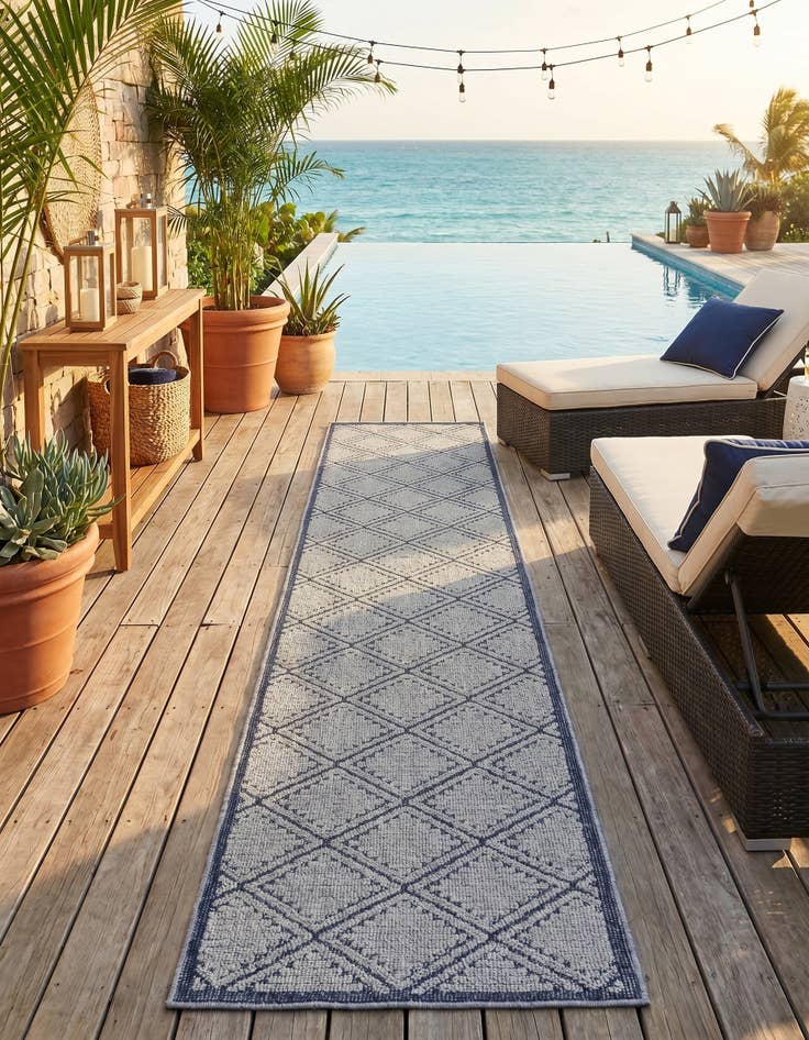 Detail image of 2' 7 x 12' Easy-Clean Lattice Indoor / Outdoor Runner Rug