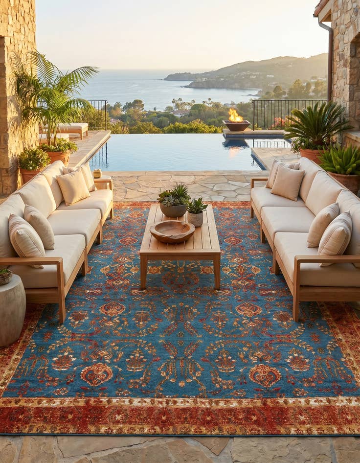 Detail image of 10' x 13' Easy-Clean Traditional Indoor / Outdoor Rug