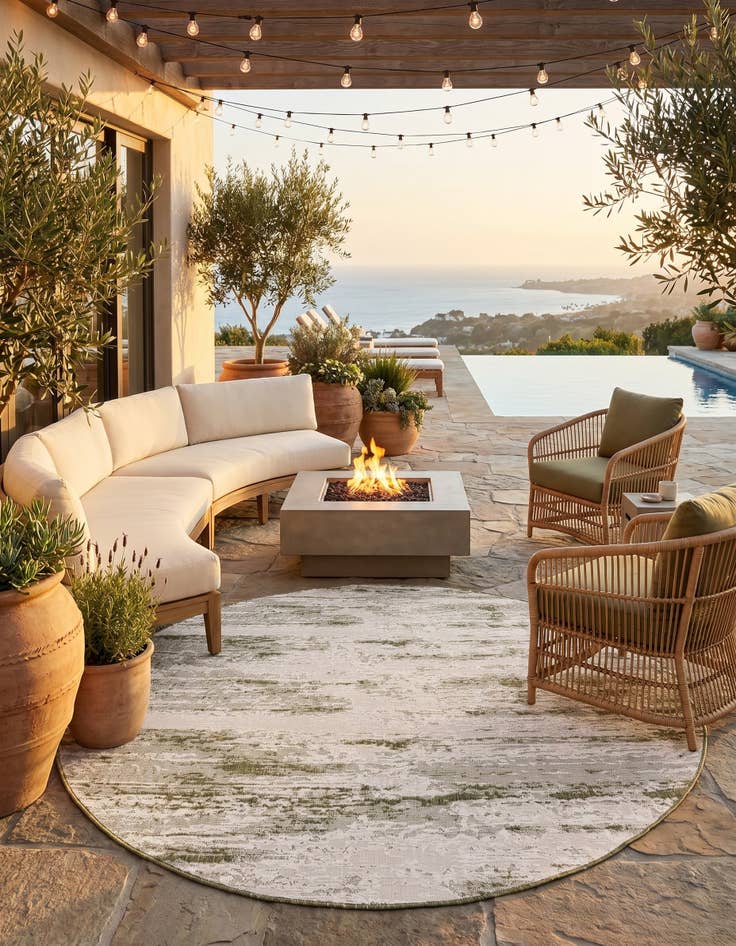 Detail image of 10' x 10' Easy-Clean Modern Indoor / Outdoor Round Rug