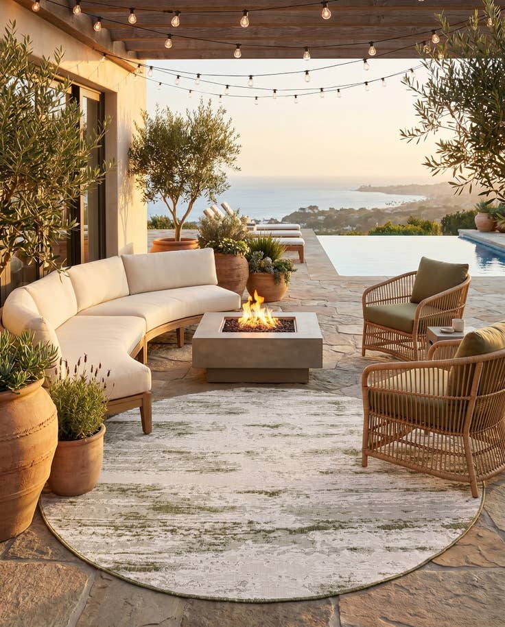 Detail image of 10' x 10' Easy-Clean Modern Indoor / Outdoor Round Rug