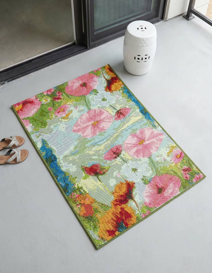 Detail image of 2' x 3' Easy-Clean Botanical Indoor / Outdoor Rug