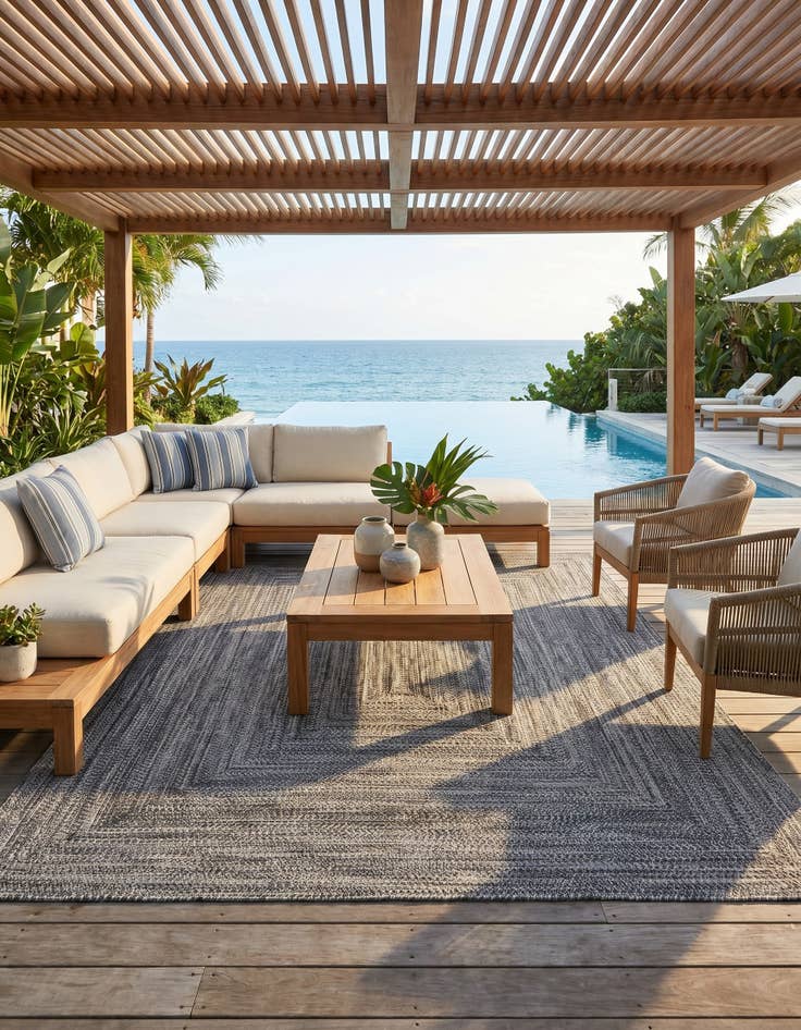 Detail image of 9' x 12' Easy-Clean Eco Verse Washable Indoor / Outdoor Rug