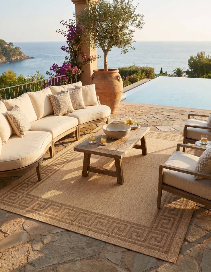 Detail image of 9' x 12' 2 Easy-Clean Border Indoor / Outdoor Rug