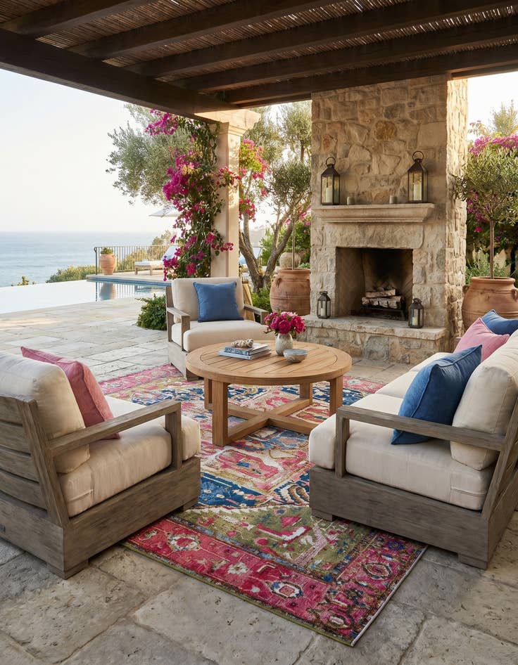 Detail image of 6' x 6' Easy-Clean Traditional Indoor / Outdoor Square Rug