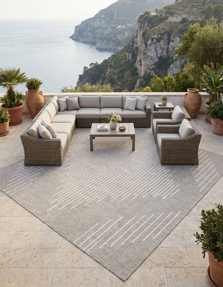 Detail image of 13' x 13' Easy-Clean Modern Indoor / Outdoor Square Rug