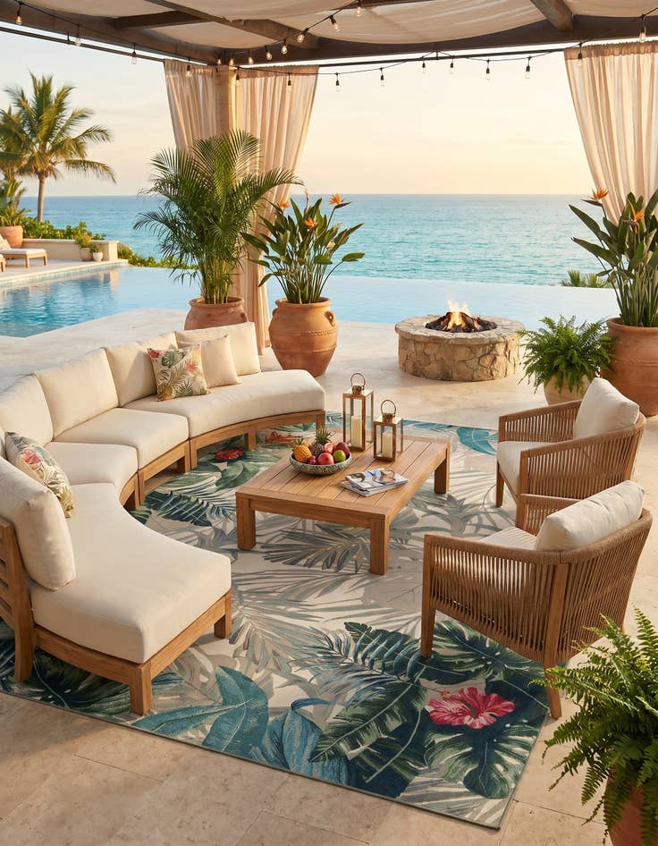 Detail image of 10' x 14' 2 Easy-Clean Botanical Indoor / Outdoor Rug