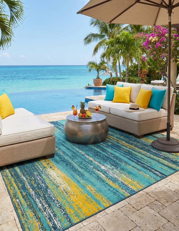 Detail image of 9' x 12' Easy-Clean Coastal Indoor / Outdoor Rug