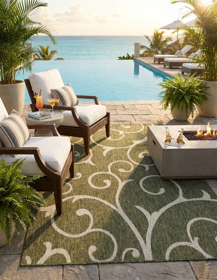 Detail image of 6' x 9' Easy-Clean Botanical Indoor / Outdoor Rug
