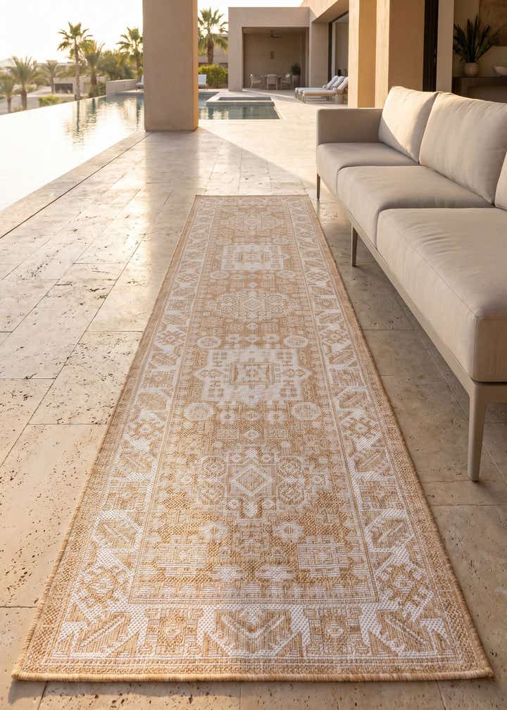 2' x 8' Easy-Clean Aztec Indoor / Outdoor Runner Rug