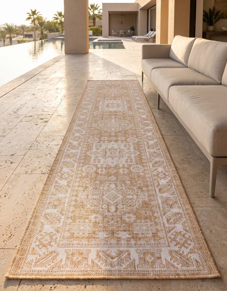 Detail image of 2' x 8' Easy-Clean Aztec Indoor / Outdoor Runner Rug