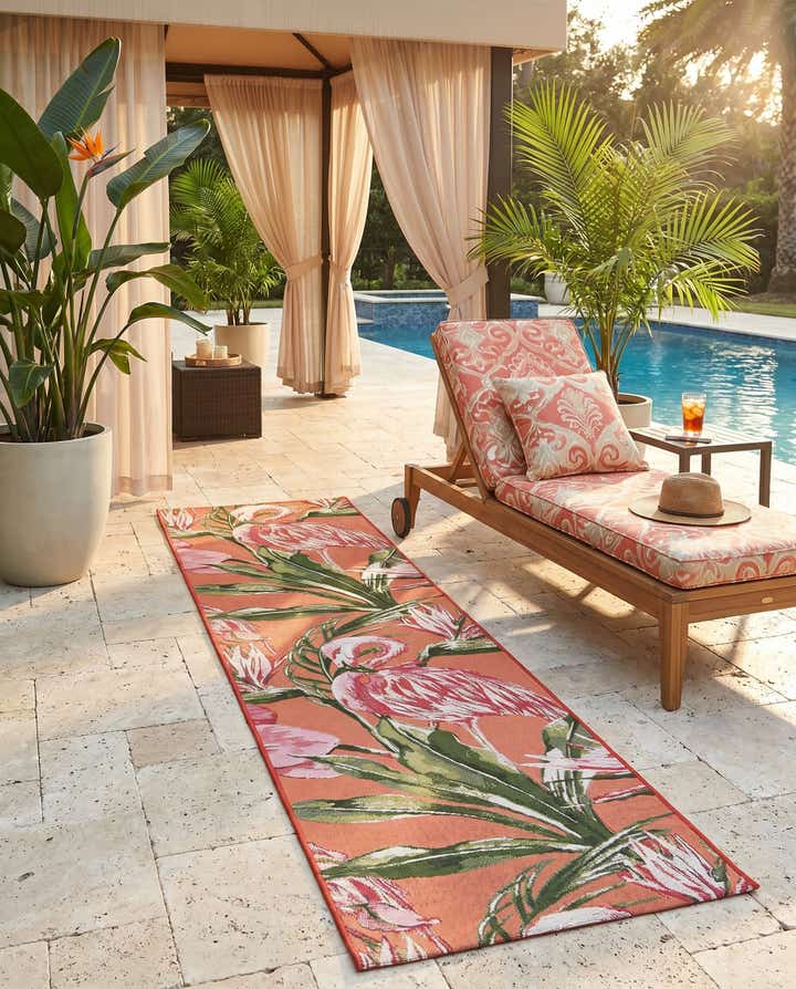 2' x 8' Easy-Clean Botanical Indoor / Outdoor Runner Rug