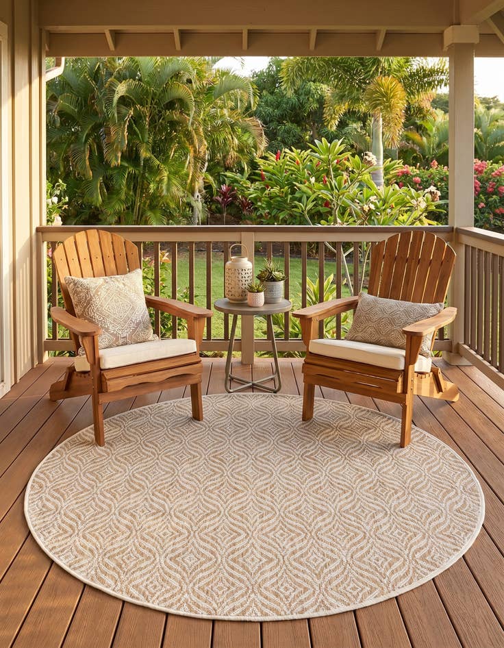Detail image of 4' x 4' Easy-Clean Lattice Indoor / Outdoor Round Rug