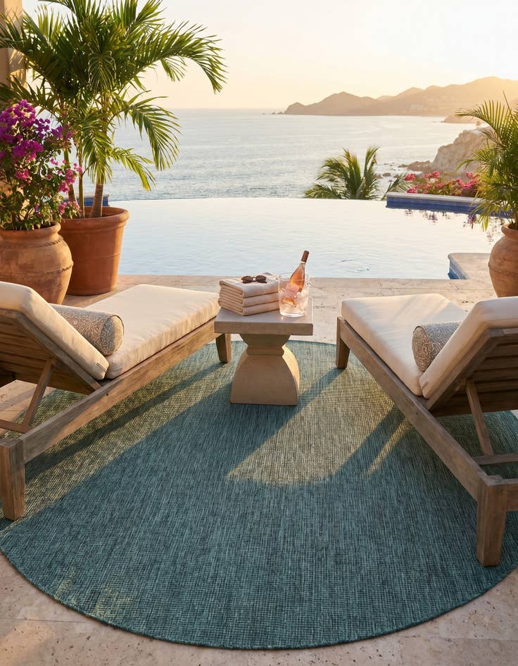 Detail image of 7' 10 x 10' Easy-Clean Solid Indoor / Outdoor Oval Rug