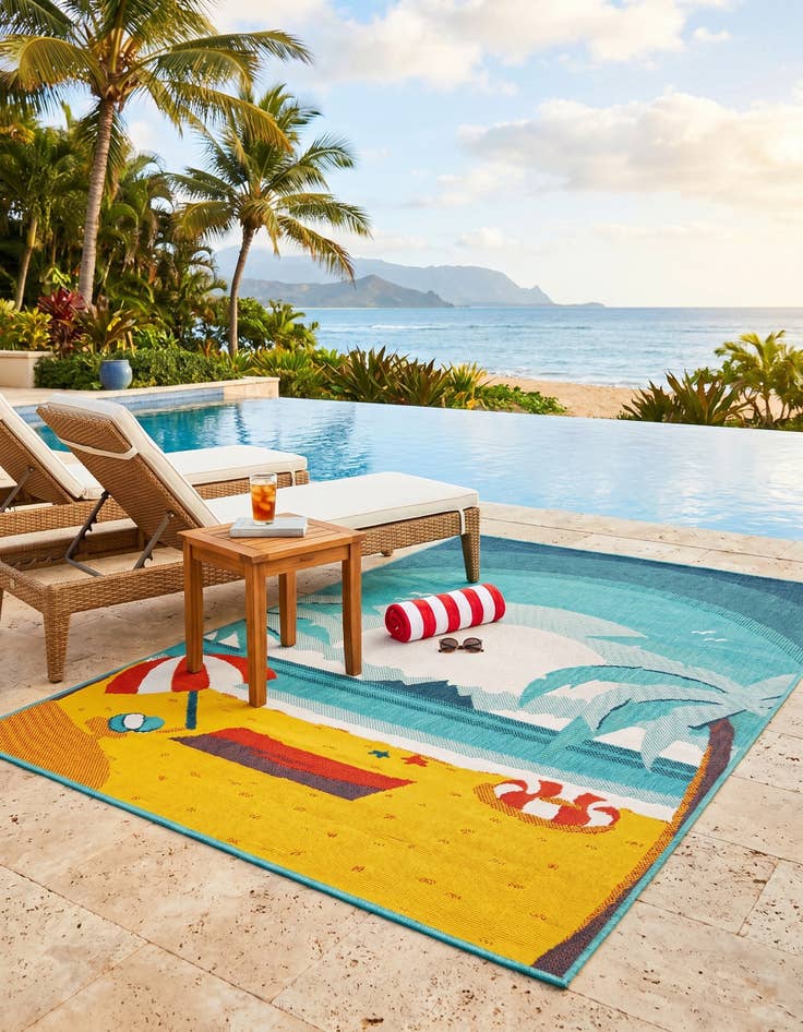 Detail image of 4' x 6' Easy-Clean Coastal Indoor / Outdoor Rug