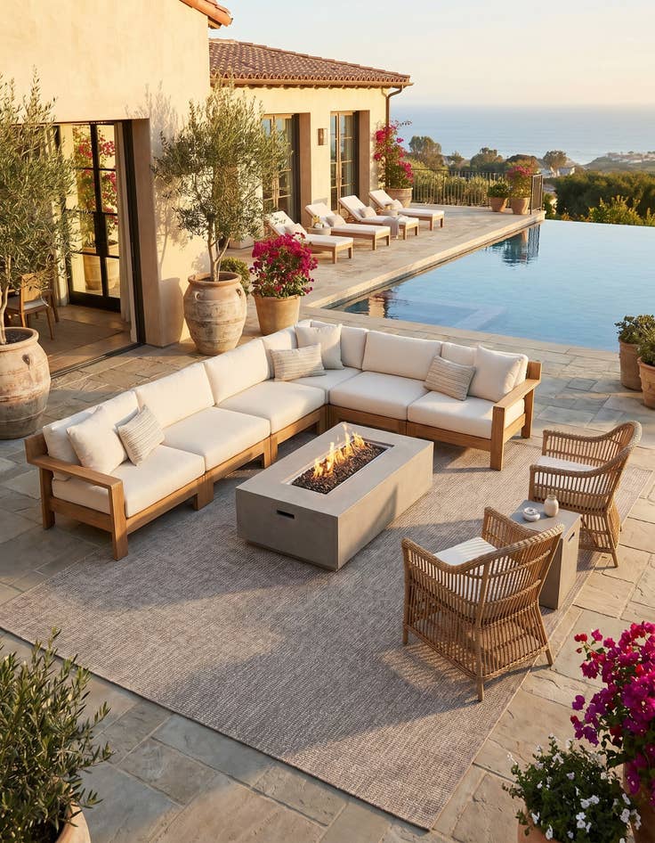 Detail image of 7' 10 x 11' Easy-Clean Solid Indoor / Outdoor Rug