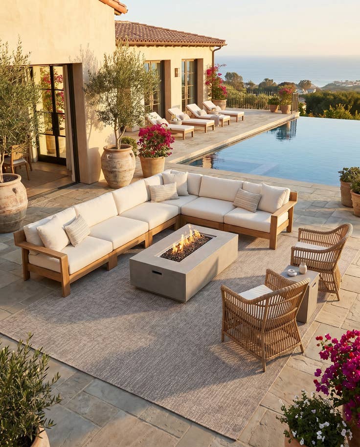 Detail image of 7' 10 x 11' Easy-Clean Solid Indoor / Outdoor Rug