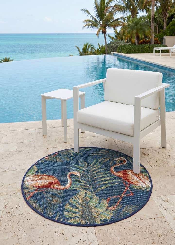 3' 3 x 3' 3 Easy-Clean Baja Indoor / Outdoor Round Rug