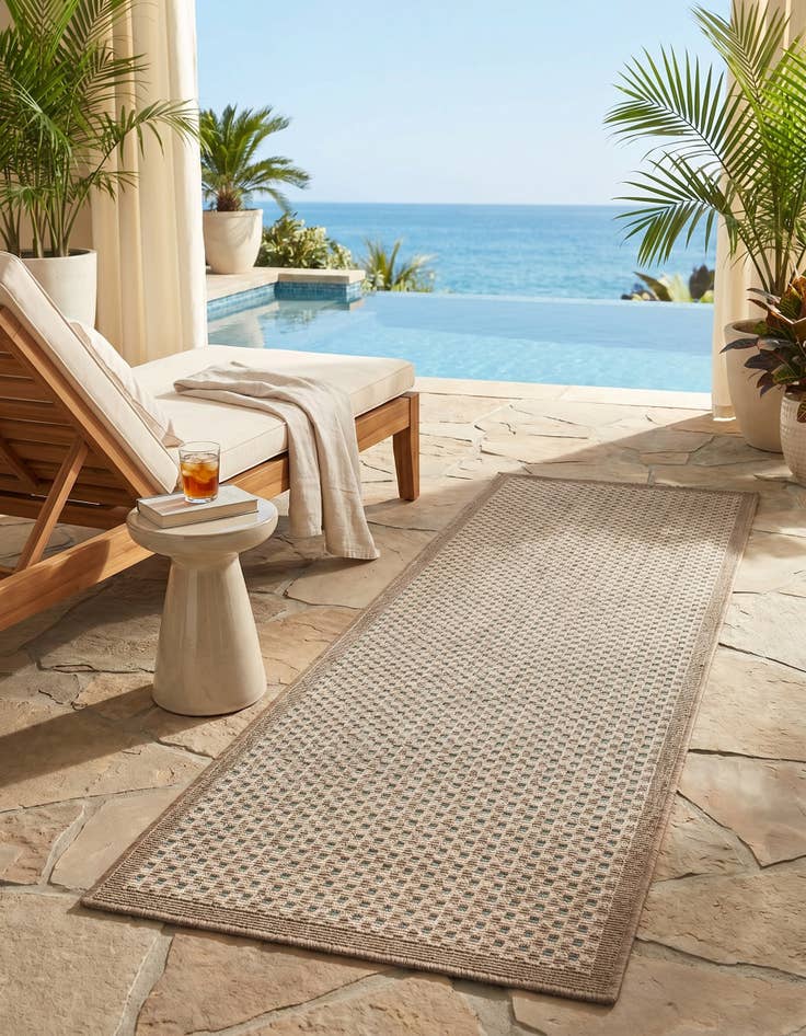 Detail image of 2' x 5' Easy-Clean Border Indoor / Outdoor Runner Rug