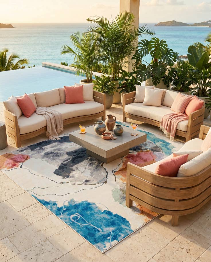 Detail image of 10' x 10' Easy-Clean Modern Indoor / Outdoor Square Rug