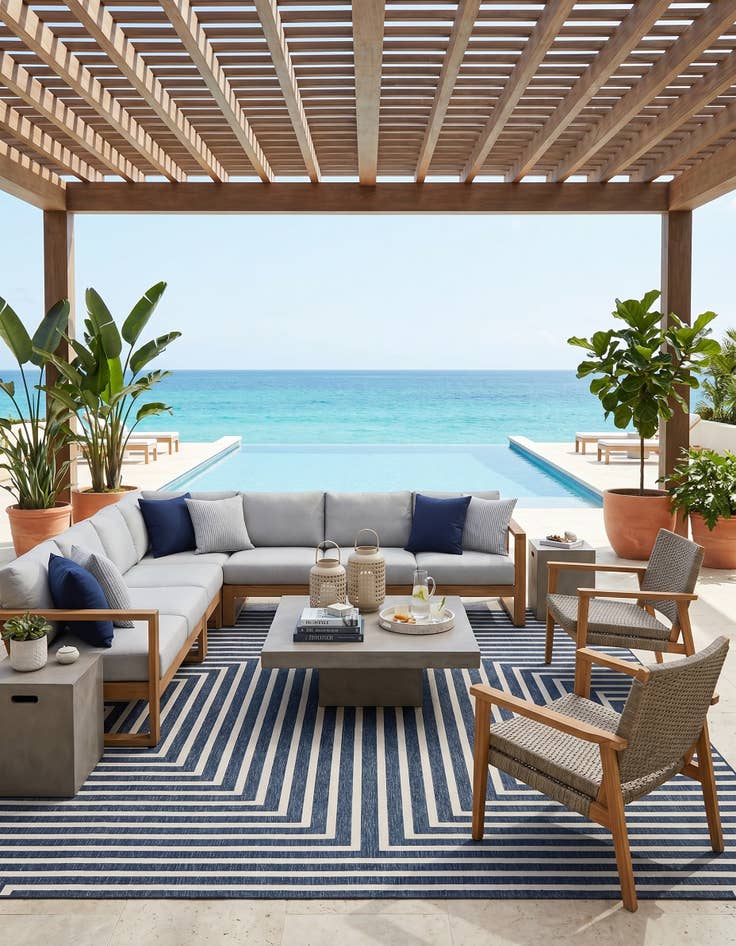 Detail image of 13' x 13' Easy-Clean Modern Indoor / Outdoor Square Rug