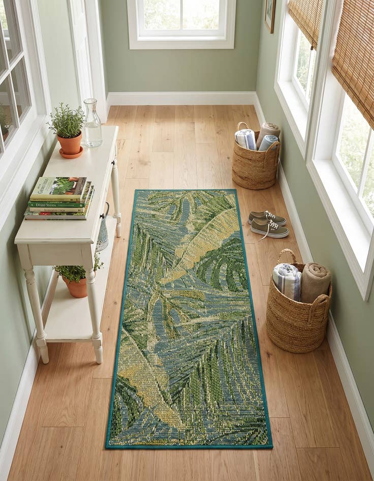 Detail image of 2' x 5' Easy-Clean Botanical Indoor / Outdoor Runner Rug