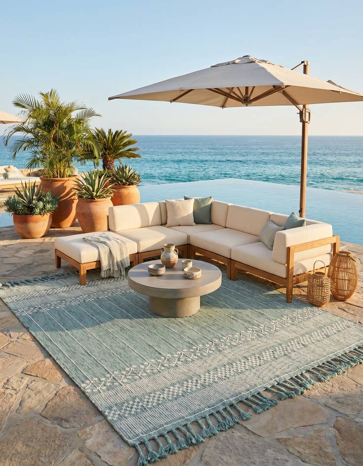 Detail image of 7' 10 x 10' Easy-Clean Eco Bohemian Indoor / Outdoor Rug