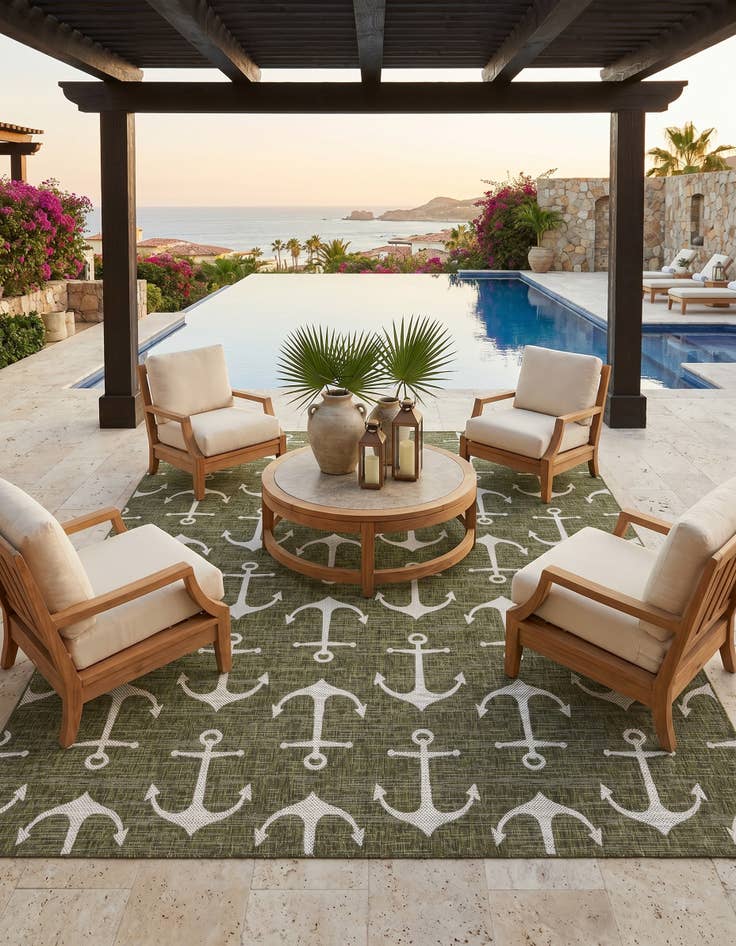 Detail image of 9' x 12' Easy-Clean Coastal Indoor / Outdoor Rug