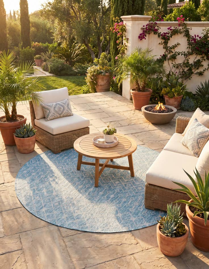 Detail image of 5' 3 x 5' 3 Easy-Clean Lattice Indoor / Outdoor Round Rug