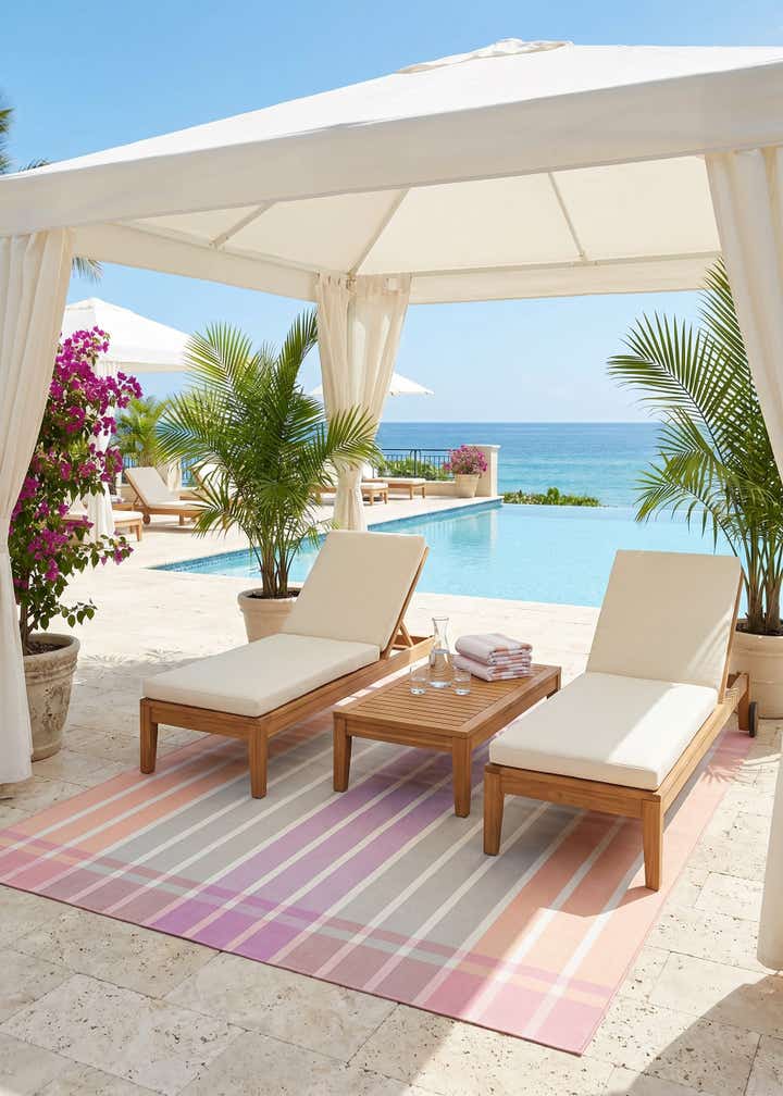 7' 10 x 10' Easy-Clean Striped Indoor / Outdoor Rug