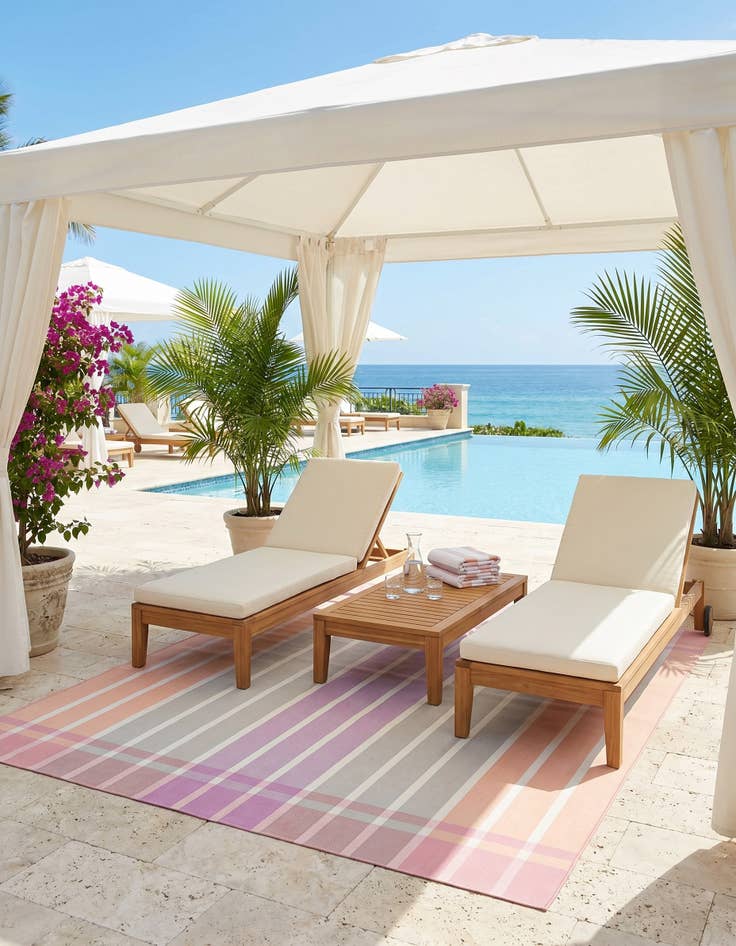 Detail image of 7' 10 x 10' Easy-Clean Striped Indoor / Outdoor Rug