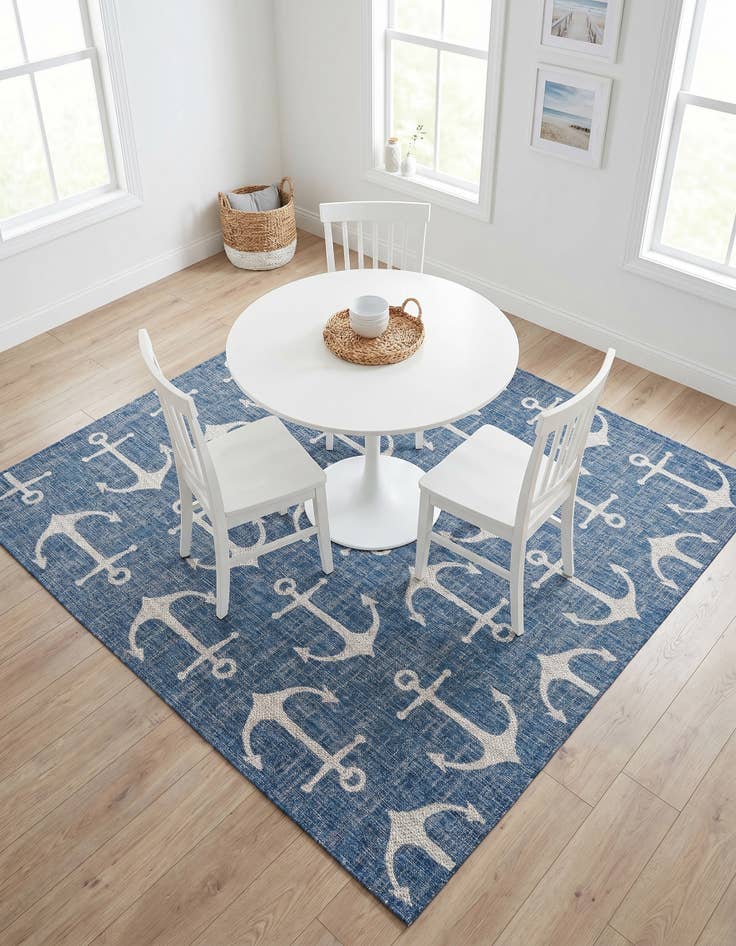 Detail image of 7' 10 x 7' 10 Easy-Clean Coastal Indoor / Outdoor Square Rug