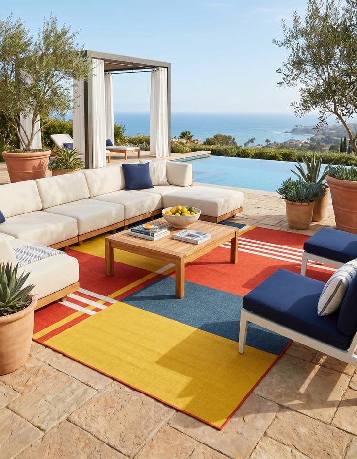 Detail image of 10' x 10' Easy-Clean Modern Indoor / Outdoor Square Rug