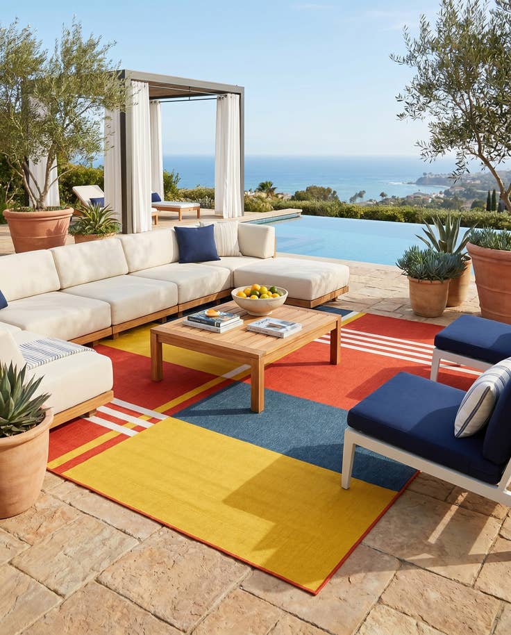 Detail image of 10' x 10' Easy-Clean Modern Indoor / Outdoor Square Rug