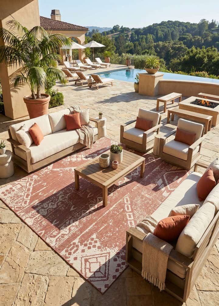 13' x 13' Easy-Clean Bohemian Indoor / Outdoor Square Rug