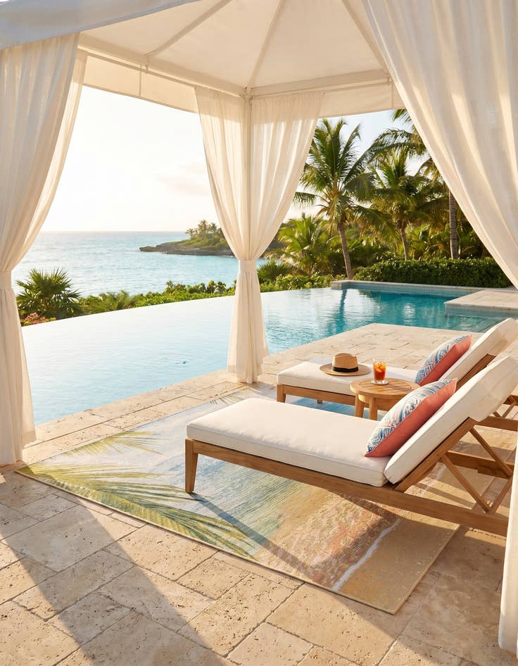 Detail image of 6' x 6' Easy-Clean Coastal Indoor / Outdoor Square Rug