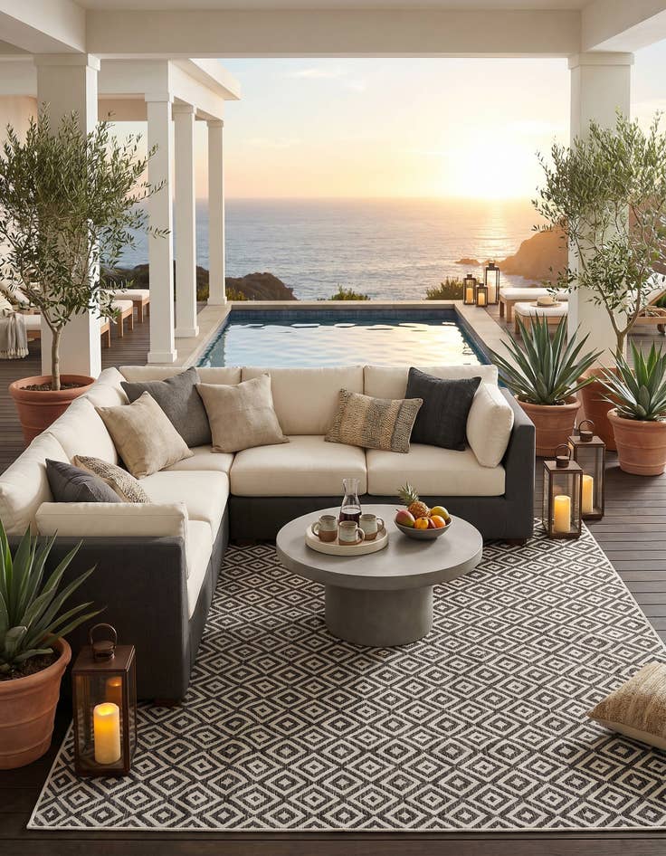 Detail image of 7' 10 x 10' Easy-Clean Jill Zarin Costa Rica Indoor / Outdoor Rug