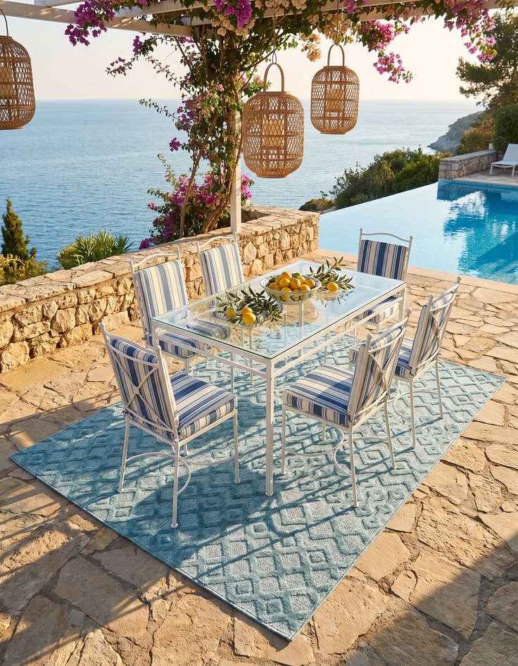 Detail image of 6' x 9' Easy-Clean Trellis Textured Indoor / Outdoor Rug